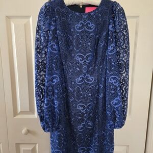 Lilly Pulitzer Georgi Lace Long Sleeve Blue Dress